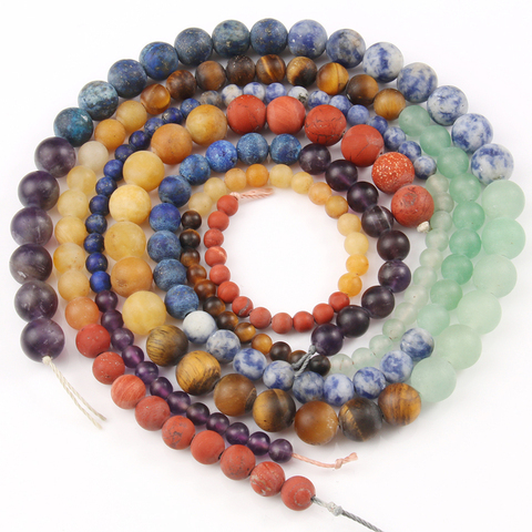 Perles rondes naturelles pour la fabrication de bijoux, 7 chakras, pour la fabrication de bracelets de Yoga, énergie de guérison, 15 pouces ► Photo 1/1