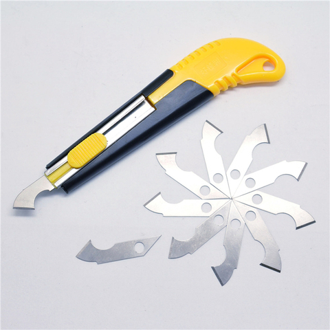 Couteau déballage feuille de plastique acrylique PVC Perspex Cutter crochet outil de coupe avec 10 lames de rechange ► Photo 1/6