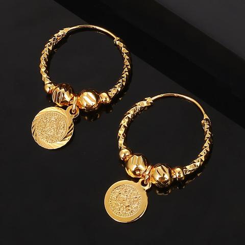 Boucles d'oreilles éthiopiennes pour l'afrique, couleur or, perles, cerceau, bijoux à la mode ► Photo 1/5