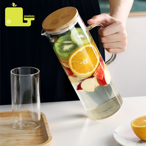 Théière en verre de 1700ml/58oz, résistante à la chaleur, bouteille d'eau en verre avec couvercle en acier inoxydable, bouilloire pour la maison ► Photo 1/6