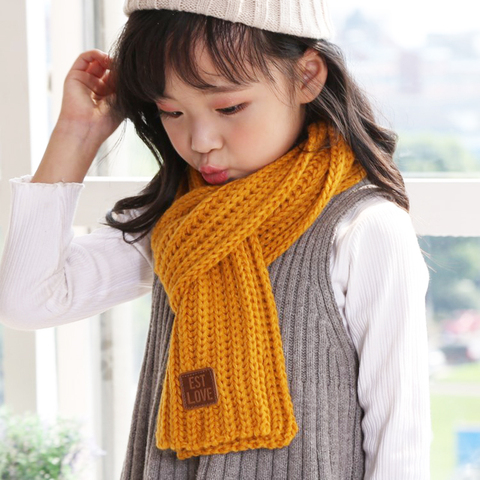 Bébé écharpe chauffe-oreille pour enfants automne hiver écharpes laine tricoté filles garçon vendu couleur écharpe infantile cou Wrap ► Photo 1/6