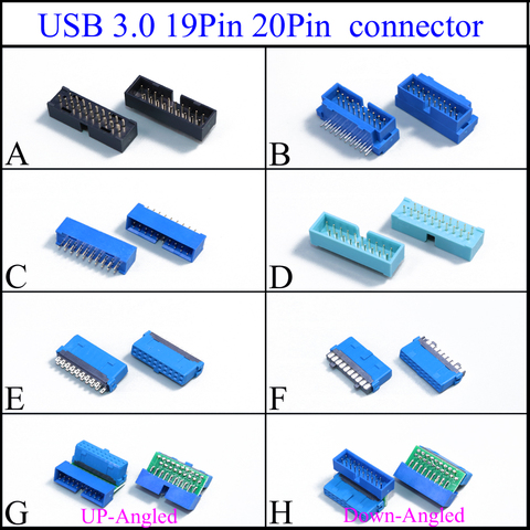 YuXi – connecteur d'extension de siège avant USB 3.0 19 P, connecteur mâle 19 broches 20 broches USB3.0 19 P, châssis de carte mère à 90/180 degrés ► Photo 1/1