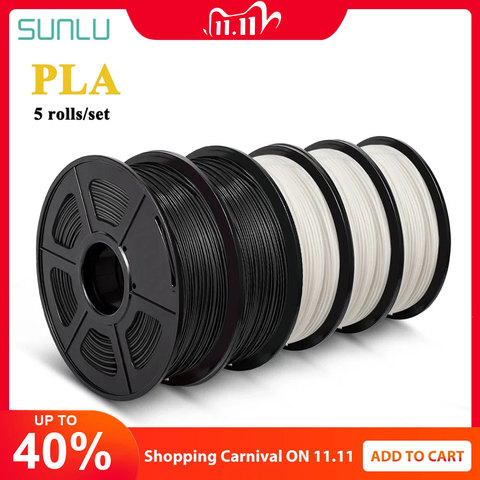 SUNLU PLA Filament 1.75mm 5 rouleaux de Filaments d'imprimante 3D plastique PLA 3D matériaux d'impression 5 pièces/ensemble ► Photo 1/6