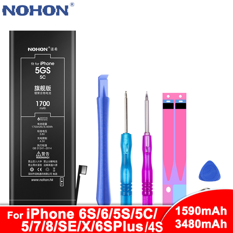 NOHON – batterie Lithium de remplacement pour Apple iPhone 6S Plus 6 5s 5C 5 7 8 SE X 6SPlus 4s ► Photo 1/6