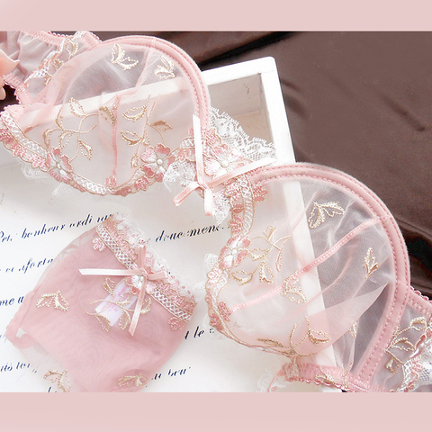 YBCG – sous-vêtements en dentelle pour femmes, Lingerie sans doublure, soutien-gorge transparent, maille florale, Perspective, soutiens-gorge et culotte vendus séparément ► Photo 1/6