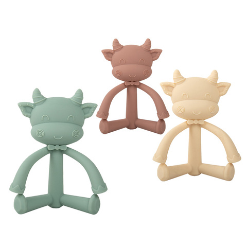 Jouets de dentition pour bébé, fournitures pour mère, mouton, vache, trois dimensions, morsure molaire, barre molaire en Silicone de qualité alimentaire ► Photo 1/6