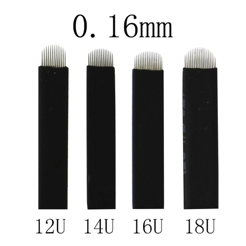 50pcs NANO noir 0.16mm U forme 12U 14U 16U 18U Microblading aiguilles pour maquillage Permanent fournitures lames de sourcils manuelles ► Photo 1/6