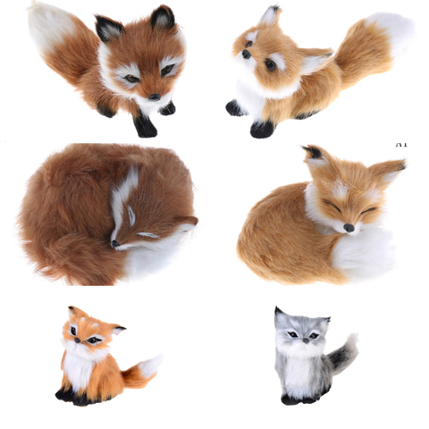 12 Styles Mini Squatting renard modèle mignon Simulation renard jouet décoration de la maison de mariage cadeau d'anniversaire en peluche jouets en peluche ► Photo 1/6