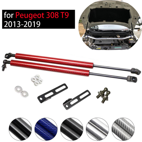 Support de levage avec amortisseur en Fiber de carbone, capot avant pour Peugeot 308 T9 2013-2022 SUV, modification du ressort à gaz ► Photo 1/6