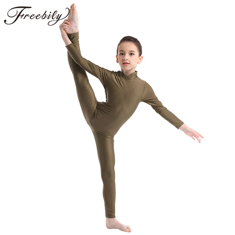 Bambin adolescents filles Ballet justaucorps gymnastique Unitards enfants Dancewear enfants corps complet à manches longues fermeture éclair justaucorps combinaison ► Photo 1/6