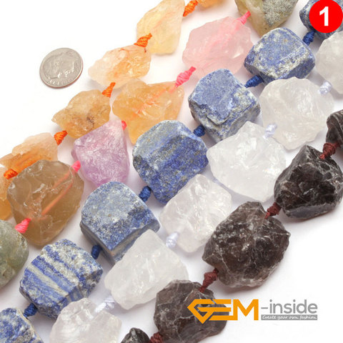 Perles pour la fabrication de bijoux, quartz brut, Rose, Lapis Lazuli, 15 pouces ► Photo 1/6