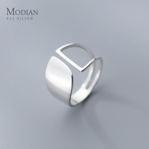 Modian mode Design géométrique exquis argent bague pour les femmes réel 925 en argent Sterling étoile creuse Fine Bijoux Bijoux ► Photo 1/1