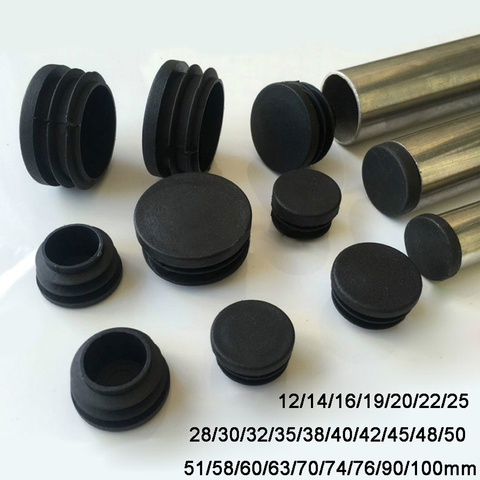 2/4/8 pièces rondes en plastique noir obturateur embouts embouts Tube tuyau Inserts bouchon bonde 12mm 14 16 18 - 100mm ► Photo 1/6