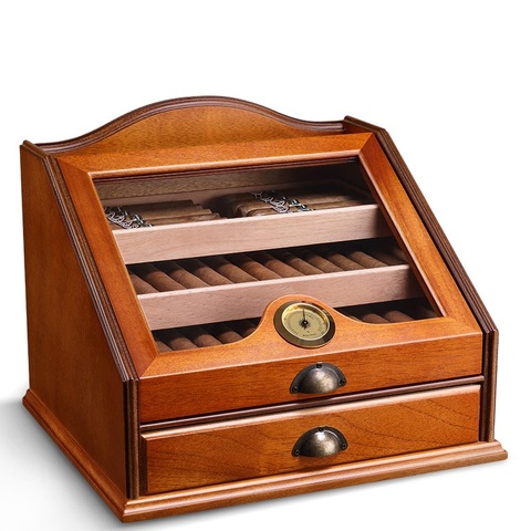 Cigar Cedar Wood Moisturizing Box Humidor Cabinet Large Capacity Fit 100 Four Layer Cigar Humidor Wood Box CLA-A0012 ► Photo 1/6