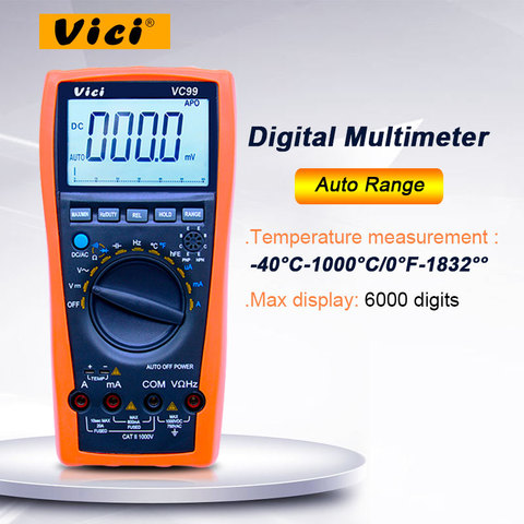 VICI VC99 3 6/7 Auto gamme multimètre numérique 1000 v 20A DC AC tension courant Résistance Capacité testeur ► Photo 1/6