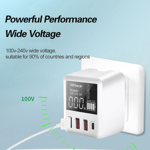 Station de Charge murale à 4 Ports USB type-c, 30/40W, Charge rapide, adaptateur de téléphone portable, pour iPhone Xiaomi Huawei Samsung ► Photo 1/6