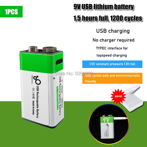 Batterie lithium-ion Rechargeable avec micro USB, 9V, 650mAh, 6F22, pour hélicoptère RC, modèle de Microphone, jouet, multimètre, alarme de fumée, guitare ► Photo 1/6