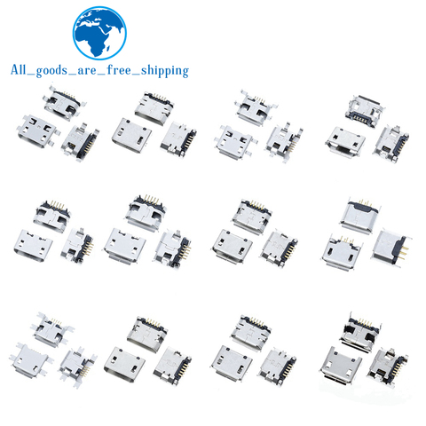 60 pièces = 12 modèles Micro USB connecteur 5Pin usb prise femelle pour MP3/4/5 Huawei Lenovo ZTE et autres tables mobiles ► Photo 1/6