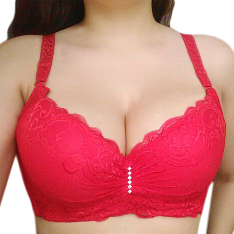 Soutien-gorge grande taille pour femmes, grande taille, Super Push-up, dentelle, intimes, lingerie Sexy, sous-vêtements à armatures E ► Photo 1/6