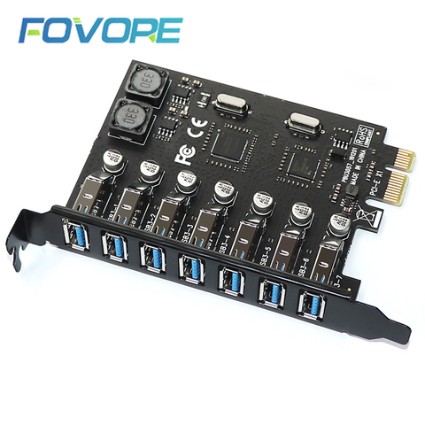 Adaptateur PCIe USB 3.0 Hub 7 ports, carte d'extension pour ordinateur de bureau ► Photo 1/6