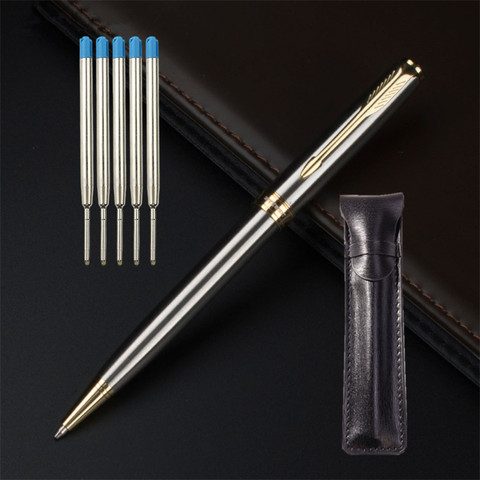 1 Pc Core stylo à bille en métal rotatif pince en métal stylo à bille de luxe en métal de haute qualité stylo à bille matériel Escolar ► Photo 1/4