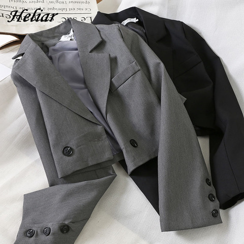 Heliar femmes vestes à manches longues 2022 printemps Vintage JK costumes avec boutons vêtements d'extérieur recadrée Blazer costume vestes pour les femmes ► Photo 1/6