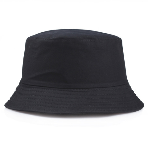 Chapeau seau pliable de couleur unie, noir, chapeau de soleil de plage, couvre-chef de rue, casquette de pêcheur pour l'extérieur, blanc, pour hommes et femmes ► Photo 1/6