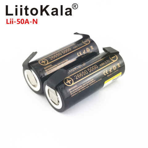 LiitoKala – batterie Rechargeable pour lampe de poche, Lii-50A 26650 5000mah 26650-50A, Li-ion 3.7v, 20a + feuilles Nickel à faire soi-même ► Photo 1/4