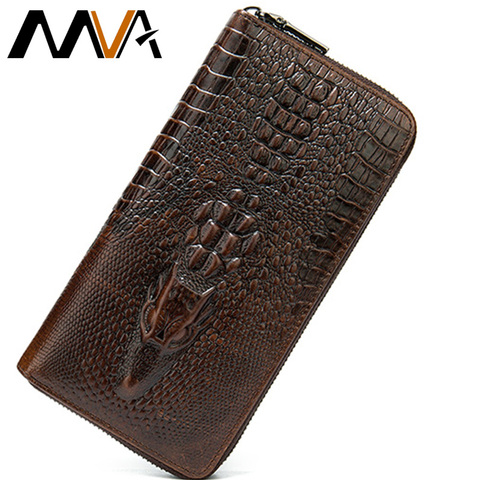 MVA portefeuilles homme pochette en cuir véritable hommes sac à main Crocodile Patterm sac à main pour hommes pochettes longues homme portefeuilles sacs d'affaires ► Photo 1/6