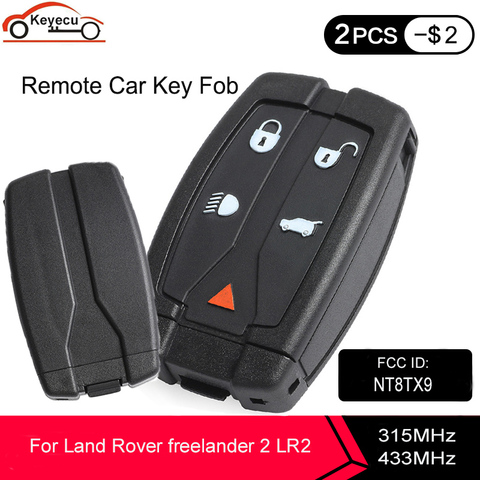 KEYECU Smart télécommande clé Fob 5 boutons 315MHz / 433MHz ID46 puce pour Land Rover freelander 2 LR2 FCC ID: NT8TX9 avec petite clé ► Photo 1/5