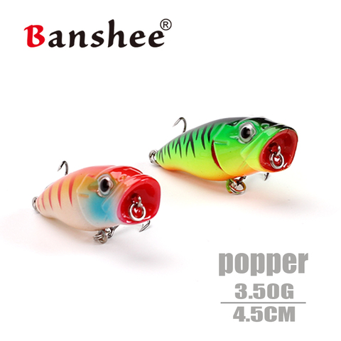 Banshee-leurre rigide flottant Popper en surface, appât artificiel idéal pour la pêche au bar ou au brochet, kickbait, 45mm, 3.3g ► Photo 1/6