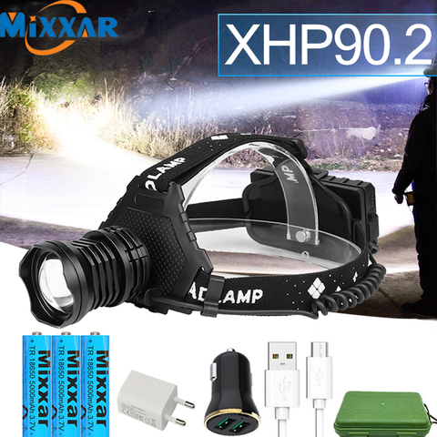 Z20 plus puissant XHP90 Led phare 8000LM lampe frontale USB Rechargeable phare étanche Zoom pêche lumière utiliser 18650 batterie ► Photo 1/6