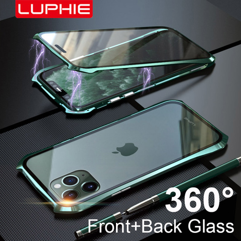 Étui pour iPhone magnétique Original Luphie 360 11 Pro Max 9H verre trempé couverture de téléphone portable pour étuis iPhone 11 Pro ► Photo 1/6