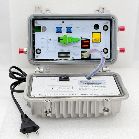 Nouveau récepteur optique AGC deux sorties câble TV Signal analogique numérique Ultra-faible réception équipement de Transmission optique CATV ► Photo 1/6