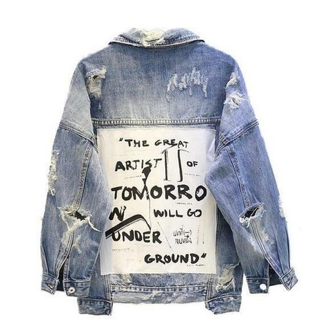 Veste à Graffiti en denim pour femmes, manteau, parka ample, BF, 2022 ► Photo 1/5