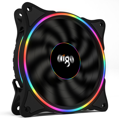 Aigo V1-ventilateur de refroidissement pour boîtier PC, 120MM, ventilateur de refroidissement LED 12V, 3 broches, Halo arc-en-ciel, silencieux, ventilateurs d'ordinateur ► Photo 1/6