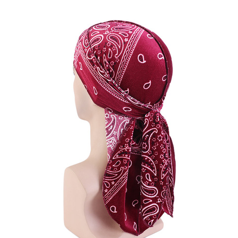 Accessoires cheveux velours Durag Bandanas insecte impression chapeaux pour femmes hommes longue queue Pirate chapeau vagues do doo du chiffon Turban chapeaux ► Photo 1/6