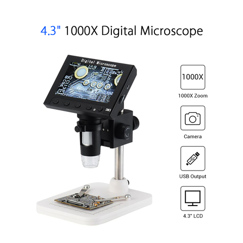 Microscope numérique LCD 4.3 pouces HD 720P DM4, Zoom 1000X, Endoscope numérique, enregistrement avec support ► Photo 1/6