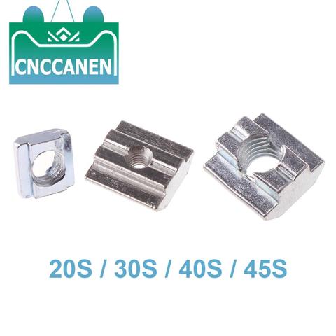 Écrou carré à marteau coulissant pour fixation, M3 M4 M5 M6 M8 M10 T, écrou de fixation, 5/10/20/50/100 pièces, en aluminium, 2022, 3030, 4040, 4545 ► Photo 1/6