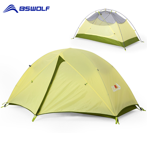 BSWolf Camping tente ultralégère 1-3 personne 3 saisons Double couche étanche en aluminium tente touristique confort pour le repos ► Photo 1/6