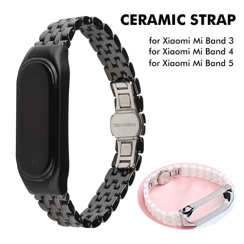 Bracelet de rechange en céramique pour Xiaomi Mi Band 5 4 3, accessoires de luxe, cadre en acier inoxydable ► Photo 1/6