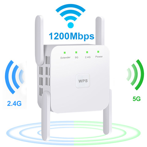 5G répéteur Wifi répétiteur Booster 2.4G Roteador Wi-Fi amplificateur 300/1200M Signal WiFi routeur longue portée Extender double ► Photo 1/5