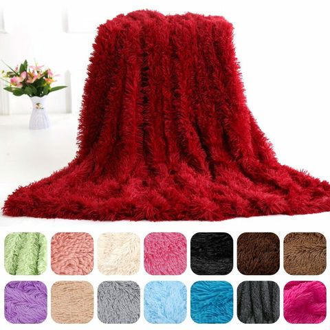 Couverture de corail Shaggy chaude et douce, épaisse et moelleuse, couvre-lit confortable pour canapé et lit ► Photo 1/1