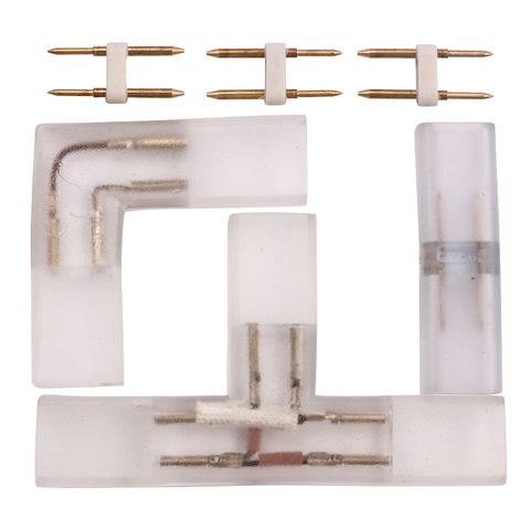 Connecteur d'angle en forme de L T I à 2 broches avec aiguille en cuivre pour bande de couleur unique 110V 220V 5050 2835 5730 5630 3014 ► Photo 1/6