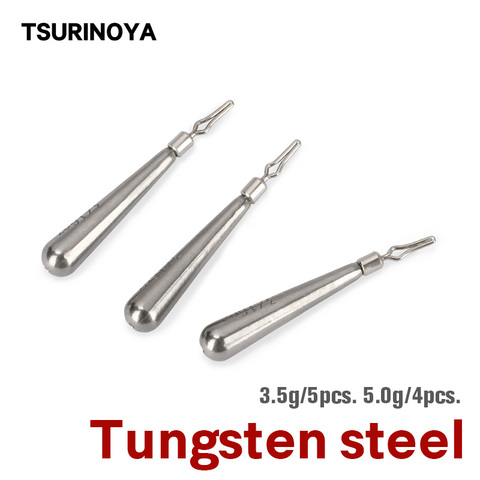 TSURINOYA tungstène acier pêche plombs 3.5g 5.0g poids gabarit tête accessoires plombs pêche groupe attirail leurre souple manivelle outil ► Photo 1/6