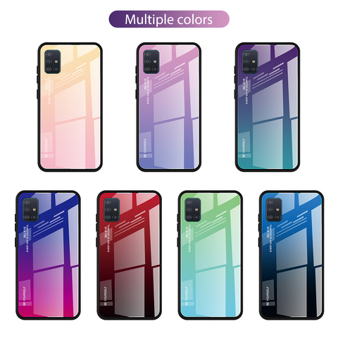 Pour Samsung A51 étui couleur verre trempé étuis pour Samsung Galaxy A51 A71 dégradé housse de protection pour Samsung A51 A71 coque de téléphone ► Photo 1/6