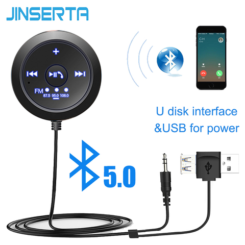 Jinsta-transmetteur et récepteur Audio FM Bluetooth pour voiture, AUX automobiles, mains libres, Kit de voiture, lecteur de musique A2DP ► Photo 1/6