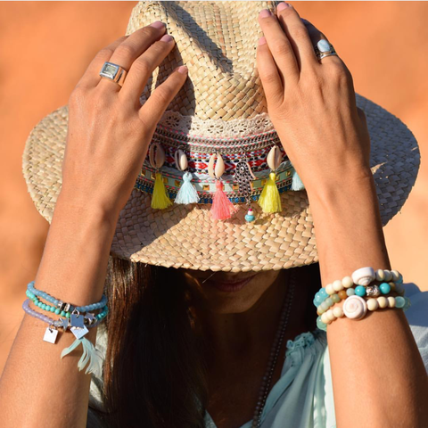 Boho soleil chapeau fleur paille chapeau été soleil bloc chapeau crème solaire style vacances en plein air soleil chapeau paille plage large bord chapeau ► Photo 1/6