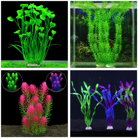 Plantes d'aquarium artificielles | Magnifique décoration en plastique, réservoir de poisson, plante d'eau, ornement d'herbe décor en plastique de 10cm-40cm ► Photo 1/6