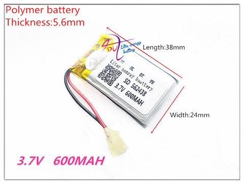 LiPo – batterie Lithium polymère Rechargeable, 562438, 3.7V, 600mAh, cellules ion pour Mp3 Mp4, livraison gratuite ► Photo 1/1